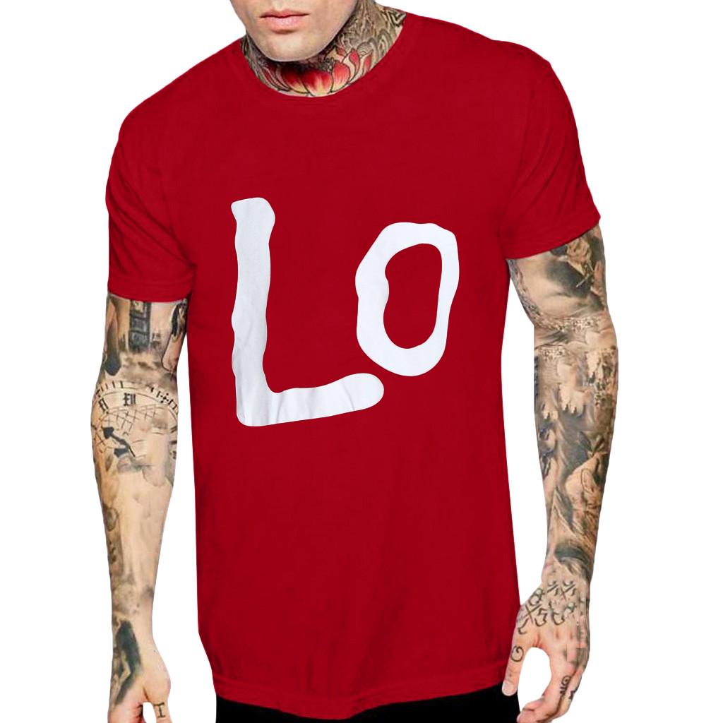 Männer Paare Liebhaber Kurzarm Liebesbrief Druck T Shirts Tops Blusen