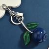 Sparkling Cherry Blueberries Pendant Keychain Summer Fruits Cherries Keyring For Women Men Jewelry Bag Pendant Accessories Gift