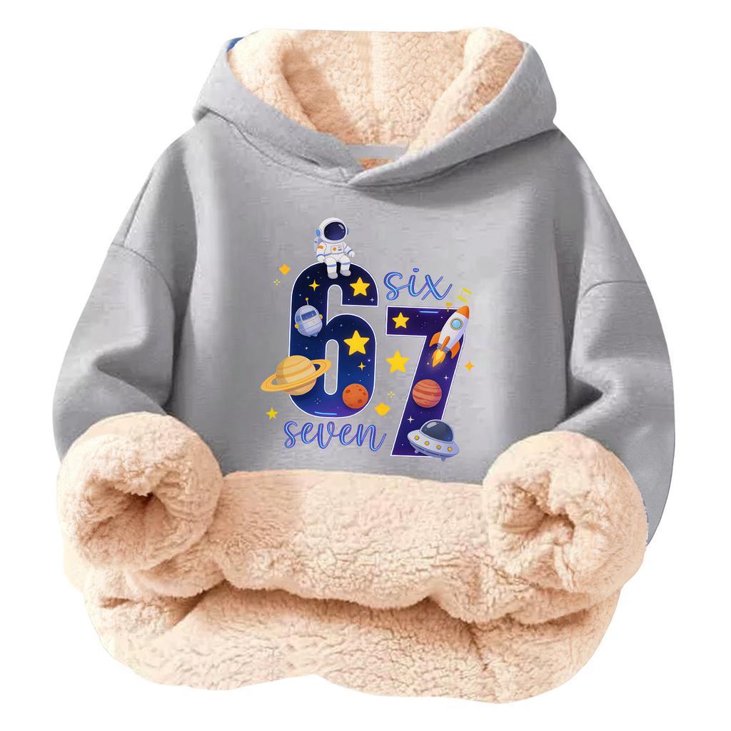 Children's Fashionable Printing Casual Fleece Hooded Loose Fit Hoodie Without Pockets
