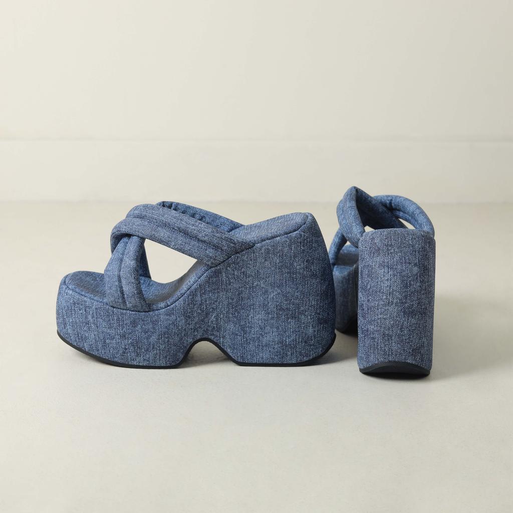 Krazing Pot Mules Polyurethane Summer Size 43 Women Platform Super High Heels Women Peep Toe Slip On Waterproof Sandals