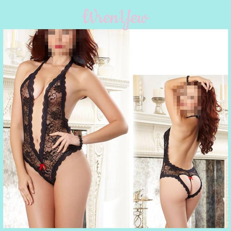 Sensational Sheer Lace Bodysuit For Women With Open Back And Seductive Fit