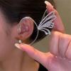 Vintage Classic Gold Silver Metal Butterfly Wings Swallow Earclip Exquisite Thornless Women's Shining Zircon Earrings Jewelry