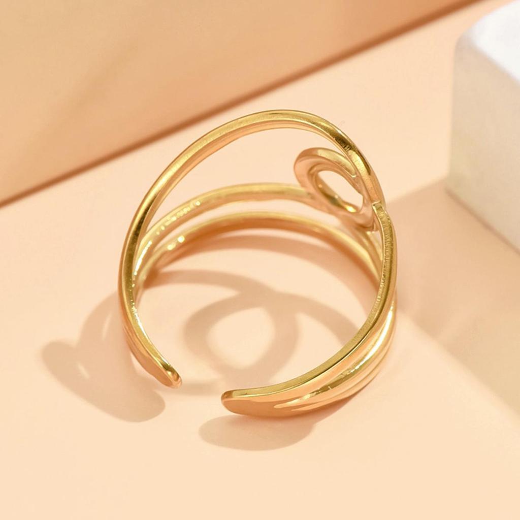 Minimalist Adjustable Geometric Gold-Plated Stainless Steel Ring for Women