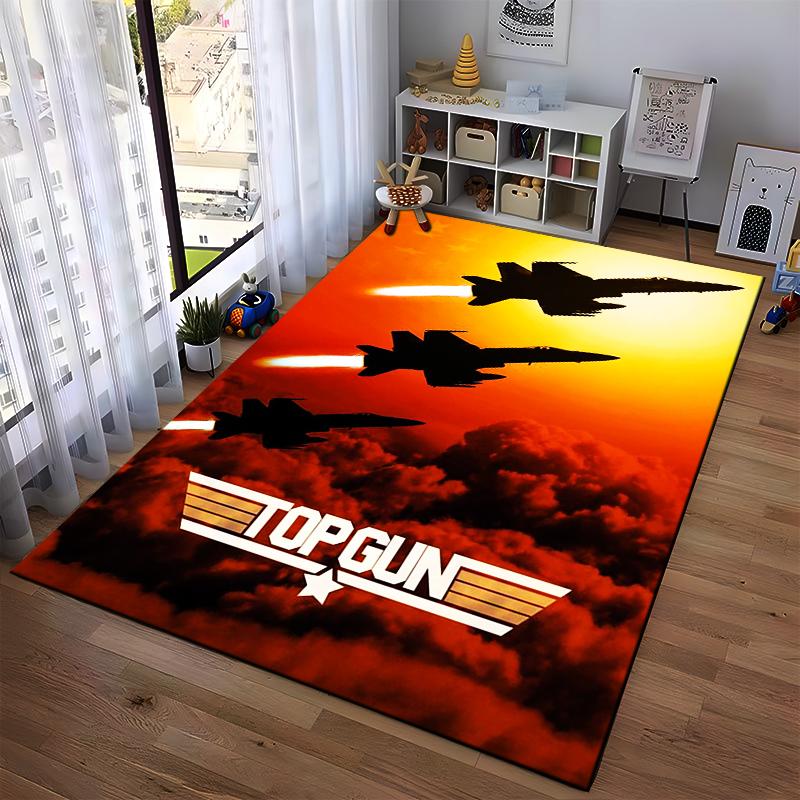"Top Gun Fighter Jets Carpet, Sunset Clouds Design, Film Decor" Suitable for use as an anti-slip for living room bedroom sofas