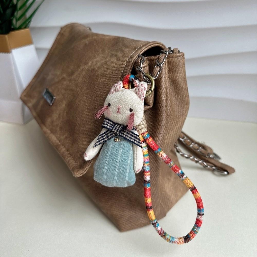 Kitty Handmade Animal Pendant Rabbit Korean Style Keychain Creative Cat Dog Keyring  Backpack Decor