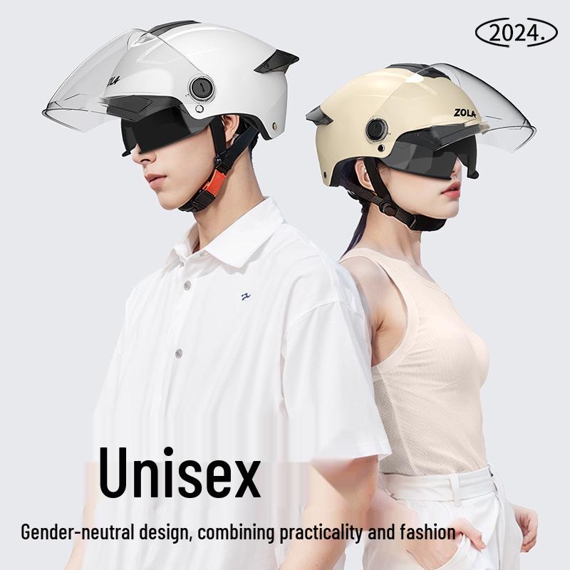 Dual Lens Electric Motorcycle Helmet for Men & Women - 3C Certified, Sun Protection, Half Helmet for Electric Scooters