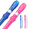 Boono Transparent Soprano Recorder for Elementary School 8 with Cleaning Set of 2 for Home Practice and Hobbies of 2 Blue and Students, Holes, Rod,