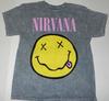 Rock Band Nirvana Smiley Grafik Gewaschenes T-Shirt Neu