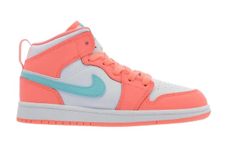 Jordan 1 Mid Crimson Pulse/Light Aqua-White 640737-814
