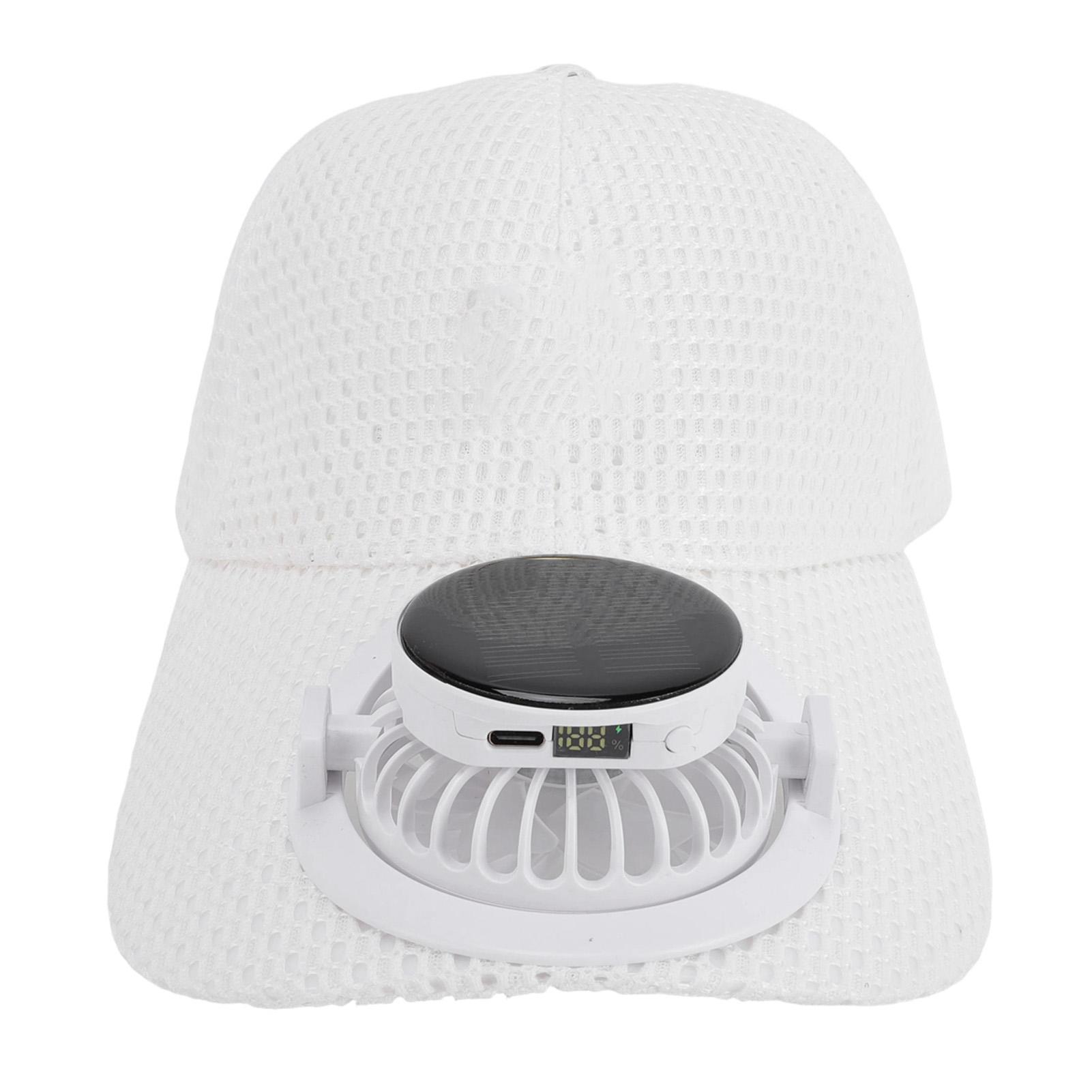 

Baseball Hat with Solar Powered Fan Extended Brim Breathable Mesh Hat for Summer Built in 600mAh Battery White Beige White Beige Round