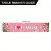 1pcs Happy Mother's Day Pink Tulip Love Heart Polyester Table Runner Spring Flowers Leaves Table Runners Dining Table Decoration