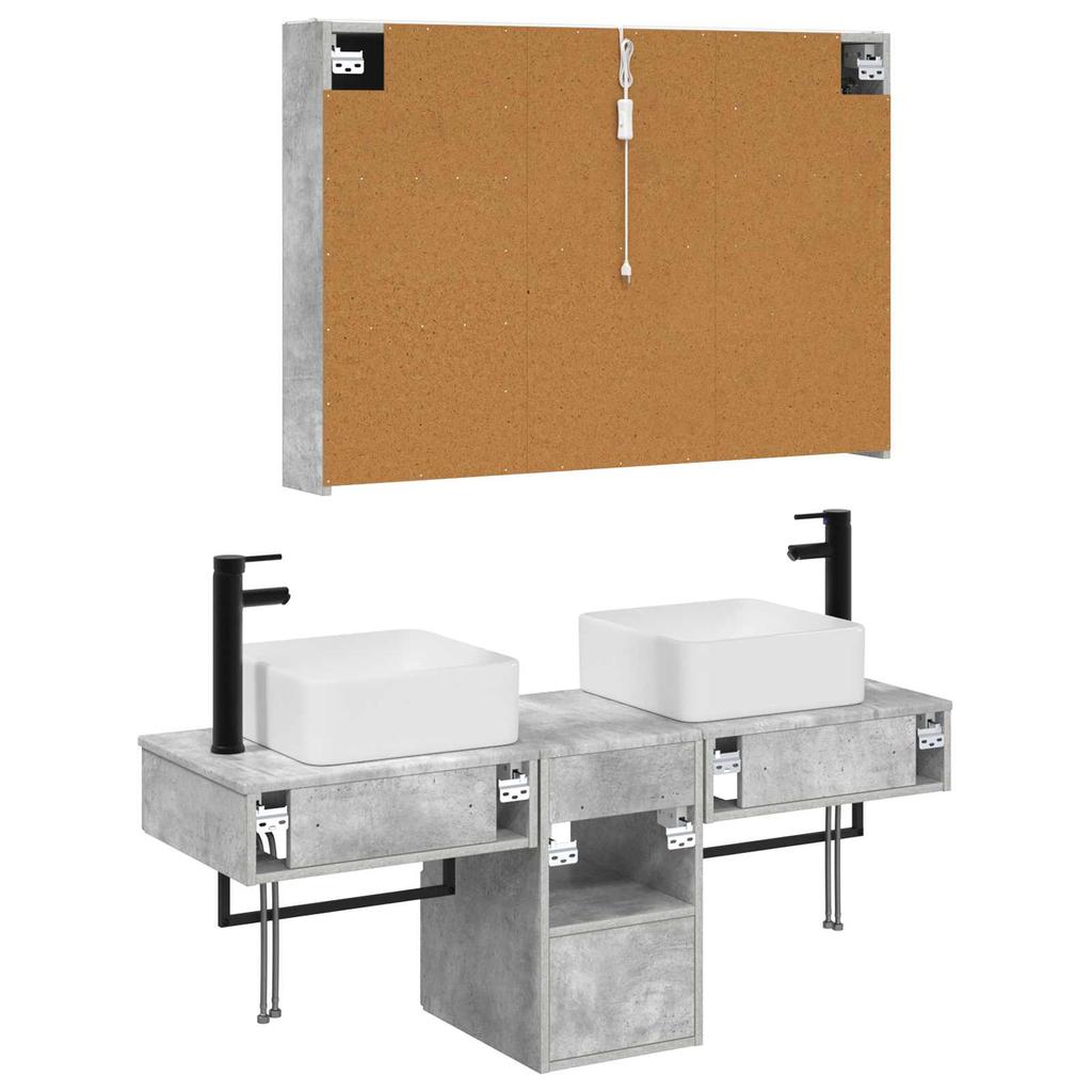 Bathroom Cabinet Set 4 pcs Concrete Grey 103.5 x 15.5 x 70 cm