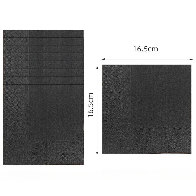 Solid Black Theme Tableware Birthday Party Disposable Cutlery Paper Napkins Cups Plates Tablecloths Fork Spoon Party Decorations