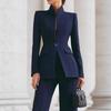 2026 Women's European & American Long Sleeve Solid Color Blazer & Pants Two-Piece Set with Pocket