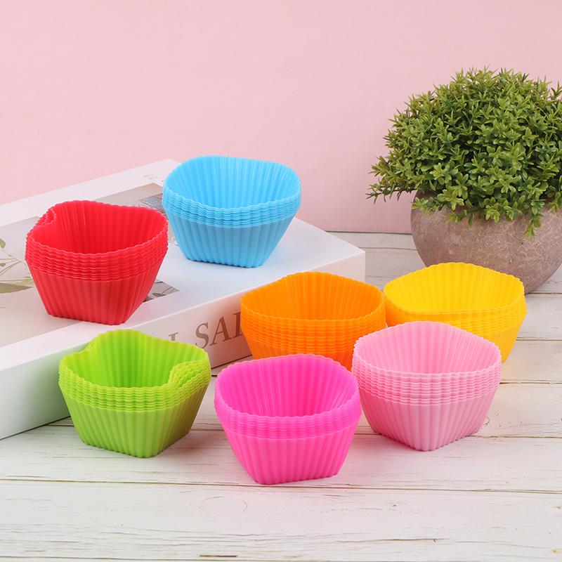 10Pcs Square Shape Silicone Cake Cup Cake Tool Bakeware Baking Silicone Mold Cupcake DIY Kitchen Accessories