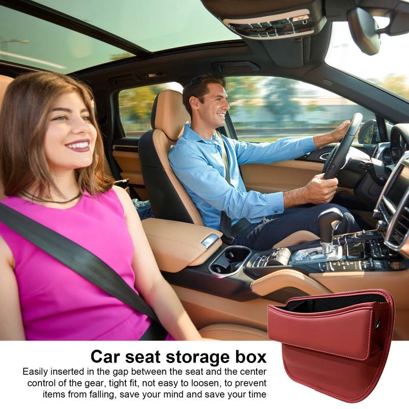Pudełko do przechowywania na siedzenie samochodowe Organizer do szczelin samochodowych Pudełko wypełniające Skórzany organizer samochodowy Konsola na przednie siedzenie Na klucze Chusteczki Okulary przeciwsłoneczne