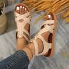 Fashion Summer 2025 New Export Sandals for Women, Cross-border Large-sized Roman Sandals, Cross-strap Flat Sandals for Women