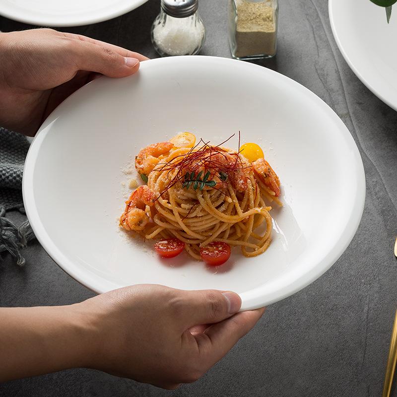 Simple Reverse Side Western Plate, Light Luxury Pasta Plate, Home Vegetable Plate, Hotel Self-Service Disc, Commercial Salad Dessert Plate