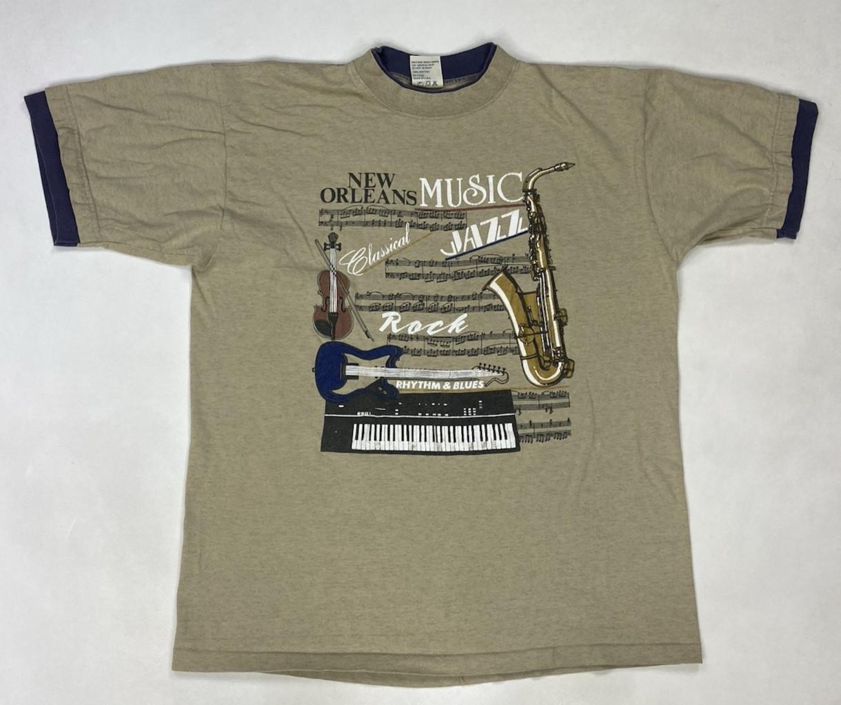 VINTAGE New Orleans Jazz Music Graphic T-shirt Men XL Short Sleeve USA 90s XXL