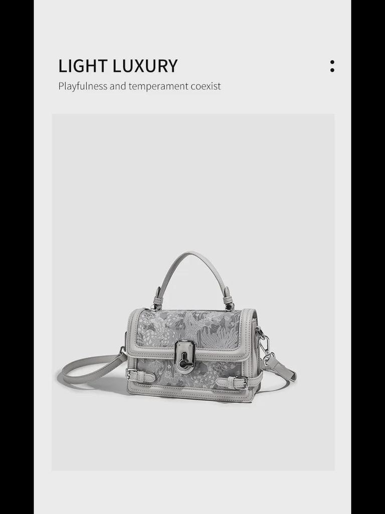 2024 Women's Fashion Versatile Lace Handbag: New Light Luxury Shoulder and Crossbody Small Square Bag