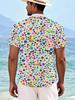A New Summer Men'S Stylish Casual Short-Sleeve Shirt Featuring Trendy Colorful Polka Dot Prints, Perfect for Young Adults Looking for a Loose-Fitting