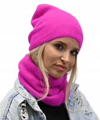 Komin Beanie, Women's Warm Winter Set Alpaca Al1 - Fuchsia