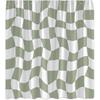 Retro Checkered Shower Curtain Sage Green and White Cute Checkerboard Geometric Vintage 60s 70s Abstract Aesthetic Modern Decor Bathroom Curtain Set