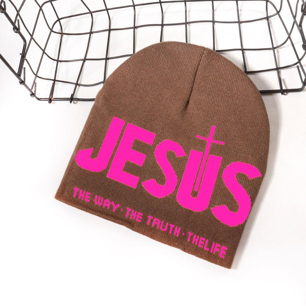 Nordic Streetwear Knit Hat With Embroidered Letters For Casual Winter Wear