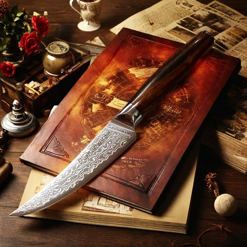 1 pcs Damascus Steel Steak & Multi-Purpose Knife VG10 Is Super Sharp With Ebony Handle - Razor-Sharp Durable Blade For Kitchen