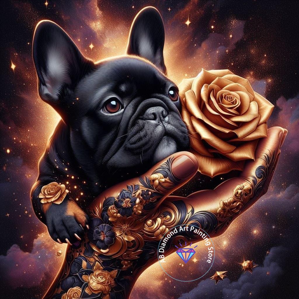 Cute French Bulldog Animal Diamond Painting Kit 5D DIY Dog Diamond Embroidery Cross Embroidery Handmade Art Gift Home Decoration