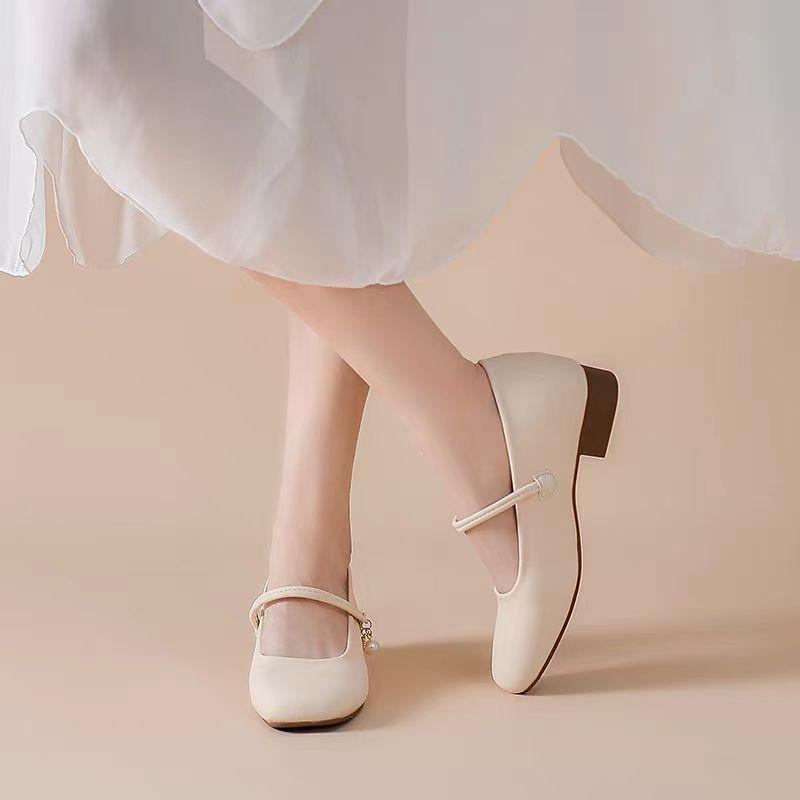 

Женские туфли Мэри Джейн новая летняя юбка внутренняя высота увеличение квадратный носок толстый каблук эластичные туфли-одиночки на одной педали 35