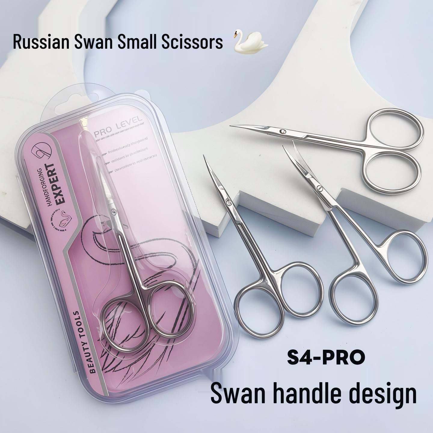 Stainless Steel Russian Style Cuticle Nipper - S4-PRO Long Blade, Small Curved Nail Art Tool