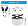 5Pcs Womens Bunnies Costume Accessories Set Rabbit Ears Headband Bows Tie Collar Cuffs Apron Maid Outfits for Womens