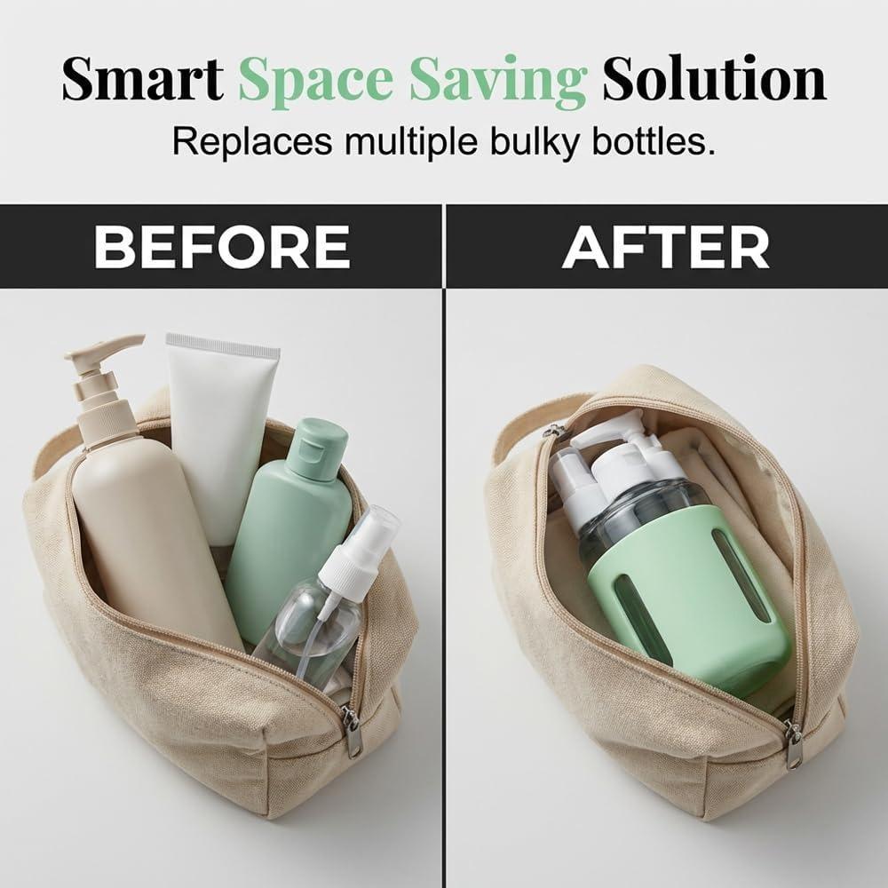 4-in-1 Travel Spray Bottle – New 2026 Leak-proof Portable Spray Bottle Set, Suitable for Shampoo, Conditioner, Lotion, and Face Cream.