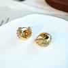 Classic Gold Small Fragrant Wind Rhombus Pattern Zircon Women's New Earrings, White Gold Ear Buckles, Simple and Exquisite Versatile Earrings.