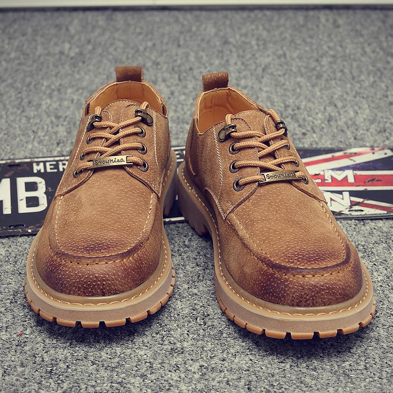 Kung Fu Deer Men's Genuine Leather Casual Low-Top Retro Martin Boots