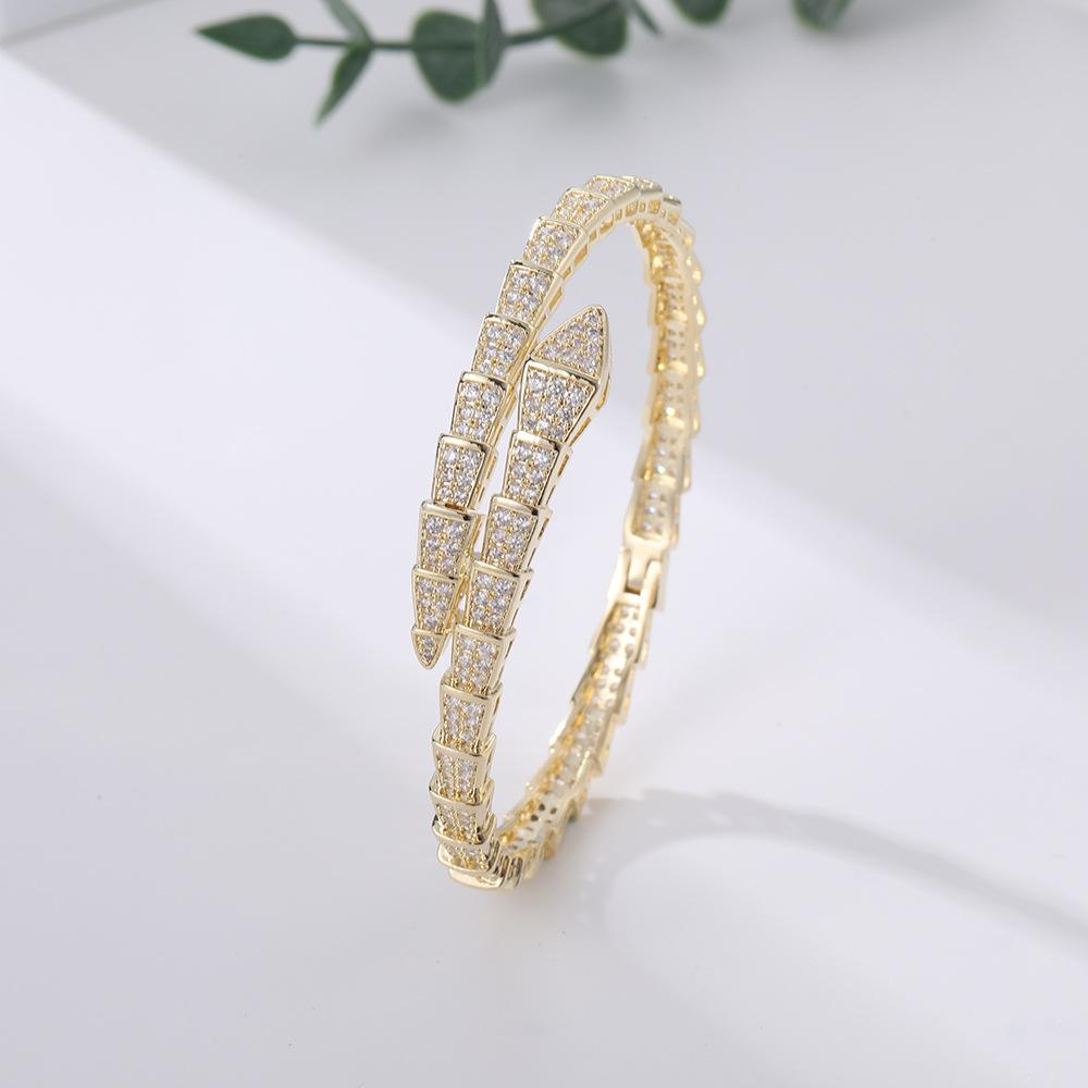 Snake Shaped Zircon Bracelet Girls Niche Bracelet Snake Bone Bracelet One Size(16-22CM)