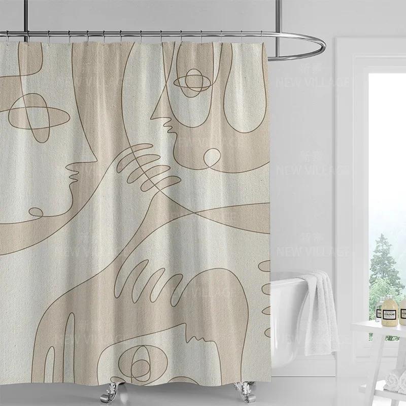 Multi-Style Shower Curtain With Hooks Easy Install Waterproof Simple Clean For Home Hotel Apartment Bathroom