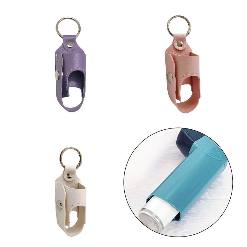 Pack of 2 Water Resistant Inhaler Case for Asthmas Inhalers Leather and Metal Featuring Organization