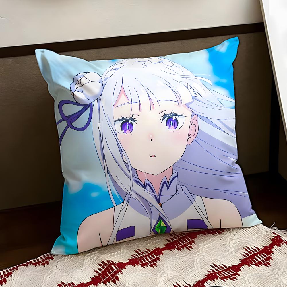 RReZero anime Cushion Cover Reversible Soft Durable Pillow Cover Home Car MultiScene Use for Daily Comfort