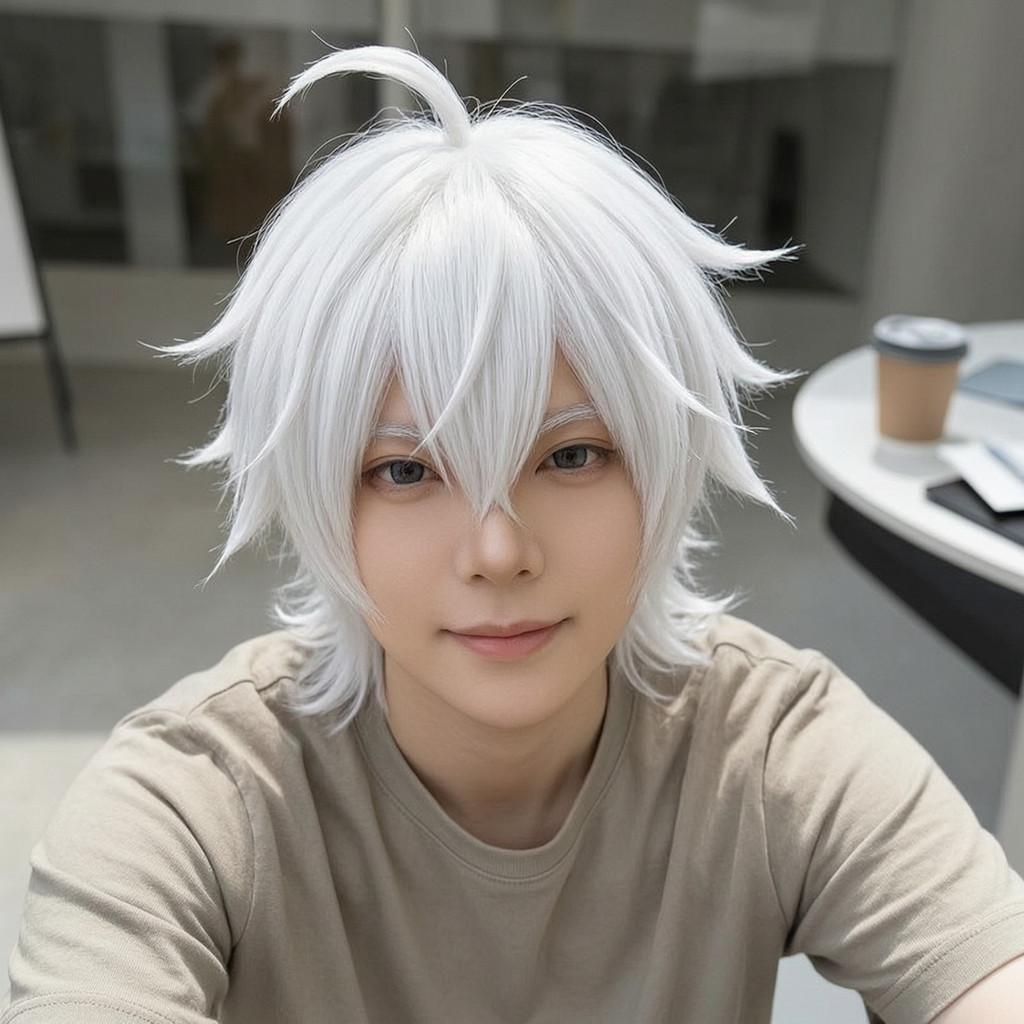 Jujutsu Kaisen Gojo Satoru Cosplay Wig Short White Hightemperature Silk For Anime Fans