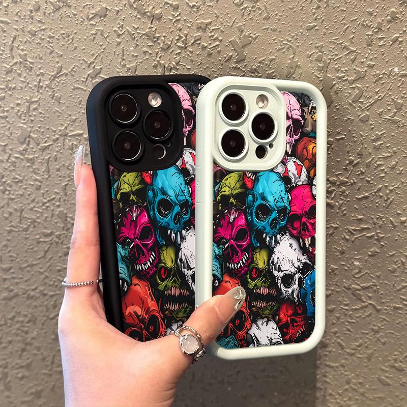 Fashionable Colorful Skull Pattern Phone Case For iPhone 17 16 15 14 13 12 11 Pro Max 17 Air 16E X XR XS 7 8 Plus Soft Cover