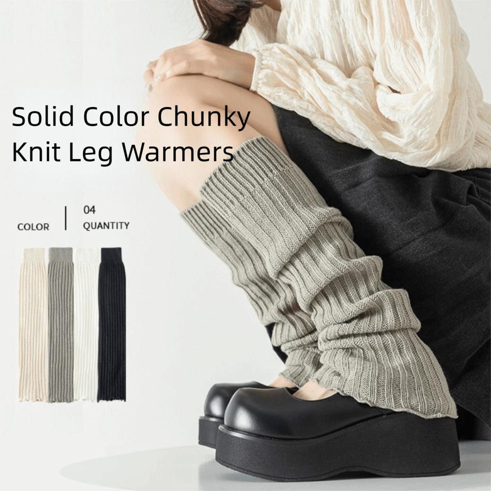 Solid Color Lolita Leg Warmers Crochet Pattern Middle Tube Socks Crochet Socks  Cold Weather