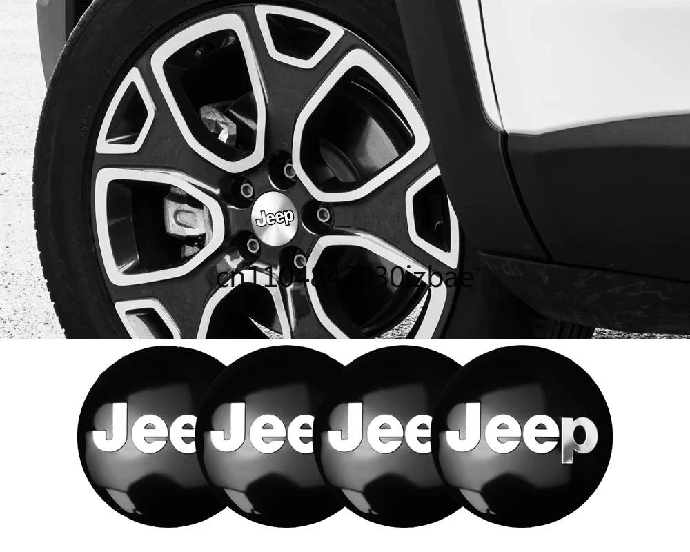 For Jeep Compass Renegade Wrangler JK Patriot Grand Cherokee Rubicon Patriot 4pcs 56mm Car Wheel Center Cover Sticker Hub Cap