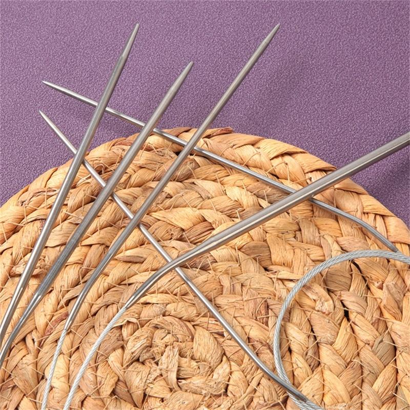 Pack of 10 Circular Knitting Needle Set for Sweaters, Hat, and Scarves Knitting Pins for Beginners & Expert Knitters