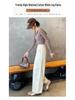 Korean Style Coffee Washed High-Waist Wide-Leg Scimitar Pants for Women