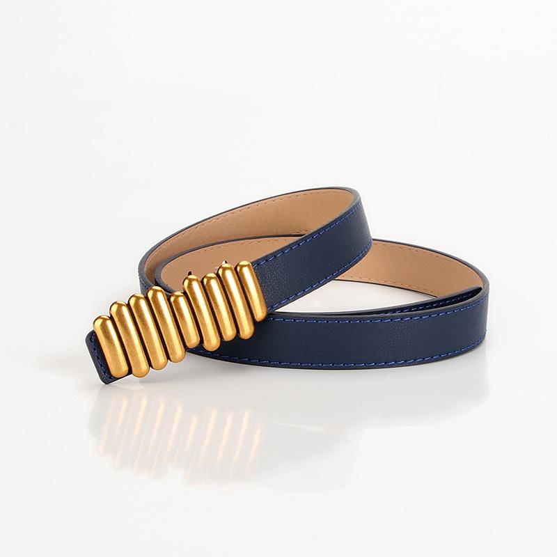 

Ladies Adjustable PU Leather Belts New Gold Alloy Buckle Belts Dress Decoration Versatile High Quality Women s Waistband 100cm