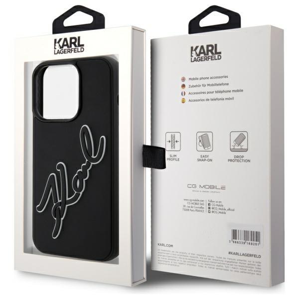 Karl Lagerfeld Klhcp15L3Drksdlk Iphone   15 Pro 6.1 Czarny/Black Hardcase 3D Rubber Signature