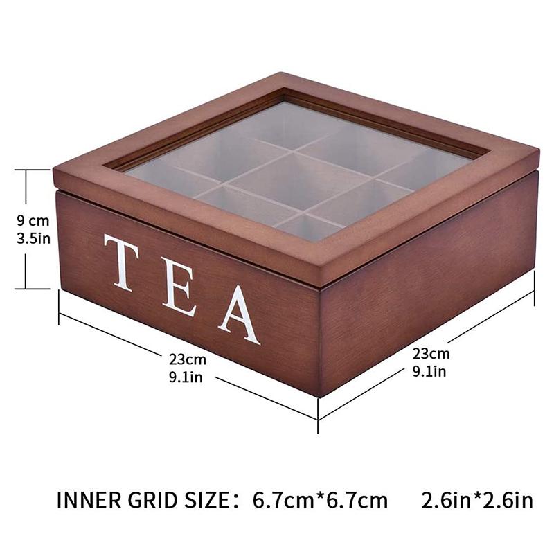 Vintage Storage Box 9 Grid Desktop Organizer Box For Jewelry Makeup Ring Necklace Tea Coffee Bag Multifunction Home Storage Box