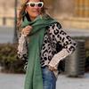 Women's Crew Neck Long Sleeve Leopard Print Sweater Loose Fit Casual Knit Pullover